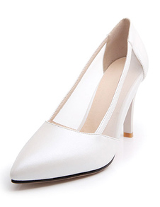 PU blanc Chic pointu orteil talons pour femmes