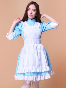 Color Block Ruffles coton Chic Maid Costume pour femmes