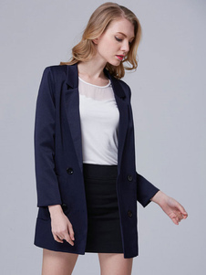 Deep Blue Street Wear Coat Polyester pour les femmes