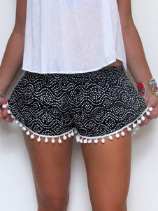 Frange multicolore tissé coton mélange Shorts pour femmes