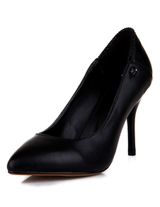 PU noir Chic pointu orteil talons pour femmes