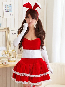 Écharpe rouge Polyester Sexy Bunny Costume pour femmes