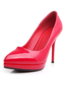 Plateforme rouge Pointed Toe brevets PU Pumps mariées pour les femmes