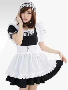 Color Block volants arcs coton tendance Maid Costume pour femmes