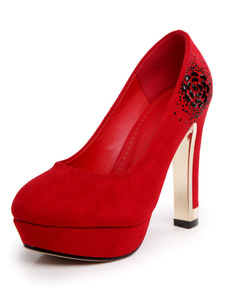 Plateforme rouge strass monogramme Suede soirée et mariées pompes