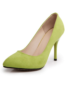 Vert monogramme Suede pointu orteil talons pour femmes