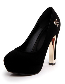 Monogramme noir Suede métal détails pompes soir et mariées