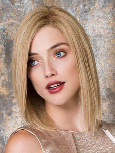 Bobs or lumineux fibres moyennes perruque pour femmes