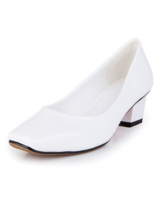 Talons blancs PU brevets Chic pour les femmes