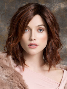 Bourgogne boucles courtes fibres moyennes perruque pour femmes