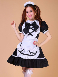 Color Block volants arcs coton tendance Maid Costume pour femmes