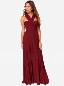 Romain rouge tricot robe Maxi asymétrique pour les femmes