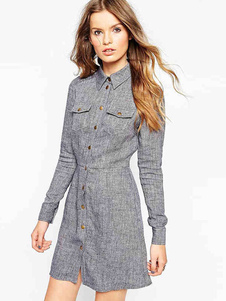 Robe chemise coton Trendy gris pour femmes