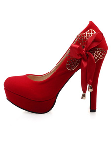 Arcs de plate-forme rouge Monogram Suede talons hauts pour femmes
