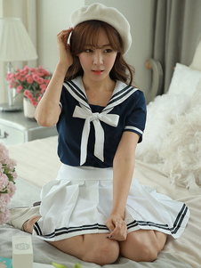 Deux tons Bow Chic école tissu Costume uniforme