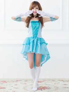 Bleu de Costume de princesse de Polyester haut/bas pour femmes