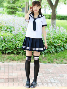 Deux tons plissé Tie école tissu Costume uniforme