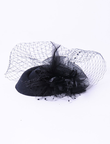 Accessoire de cheveux noir fleur nette Fascinator pour femmes
