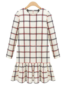 Plaids multicolore volants coton mélange robe pour femmes