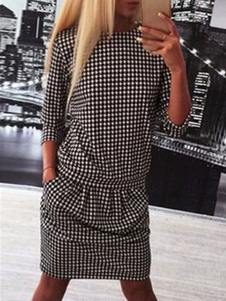 Acétate de damier multicolore robe pour femmes