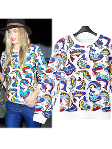 Hoodie mélange coton imprimé Animal multicolore pour femmes