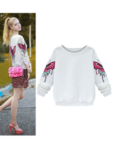 Papillon blanc coton impression Blend capuche pour femmes