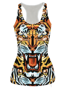 Impression des animaux multicolore sangles Camis Spandex pour femmes