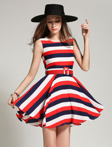 Écharpe multicolore rayures Flare Polyester robe pour femmes