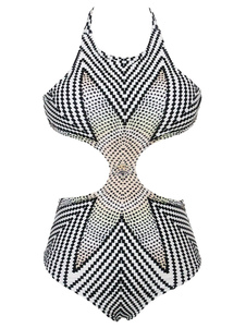 Spandex impression multicolore pousser vers le haut de maillot de bain pour femmes