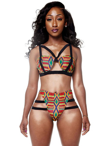 Spaghetti bretelles Cut-Out Spandex High Rise maillot de bain pour femmes