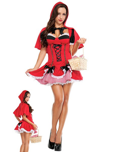 Costume de princesse de Polyester d'arcs de volants rouges pour les femmes