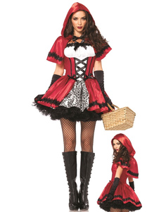 Trendy rouge Ruffles Costume de princesse de Polyester pour les femmes