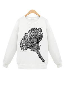 Hoodie mélange coton imprimé Floral blanc pour femmes