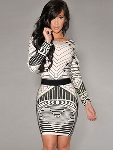 Spandex ceinture multicolore imprimer robe Bodycon pour femmes