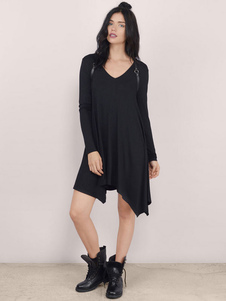 Robe coton noir décontracté pour femmes