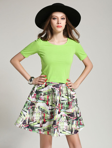 Multicolore imprimé Chic évasée robe pour femmes