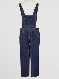 Salopette coton poches bleu profond pour les femmes