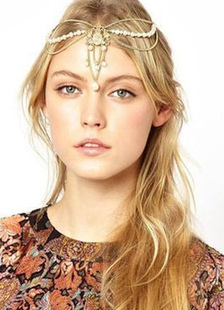 Accessoire de cheveux métal perle or pour femmes
