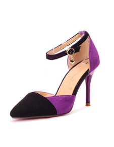 Sandales velours bicolore bout pointu pour femme