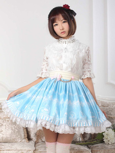 Jupe Lolita fantastique Polyester bleu volant pour femmes