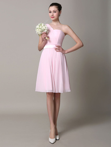 Balle en mousseline de soie rose une épaule Backless & Homecoming robe