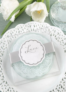 Faveurs de mariage multicolor verre dentelle Coaster