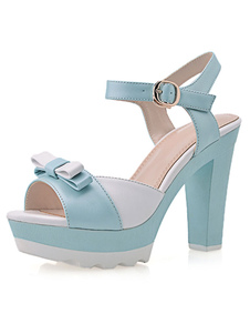 Arcs bleu plate-forme PU sandales pour femmes