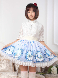 Jupe Lolita Polyester imprimé bleu pour les femmes