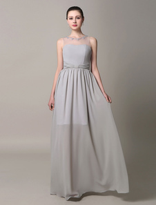 Robe a-line Homecoming argent semi Sheer Sash