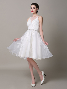 Mariage Ivoire robe bretelles dos-nu dentelle Organza robe de mariée