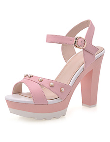 Plate-forme rose Chic Rivets Open Toe PU sandales pour femmes