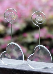 Coeur en argent Metal Place mariage carte Clip