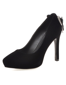 Papillon noir Pointed Toe velours Pumps mariée pour les femmes