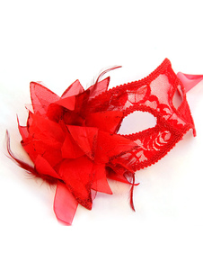 Masque Satin fleur de dentelle rouge